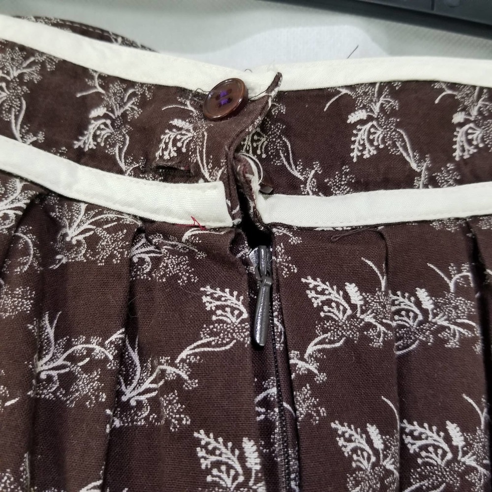 Vintage Alphorn Trachtenmode Von Adler Skirt Dirndl Brown Print Cotton 42 - Picture 9 of 12